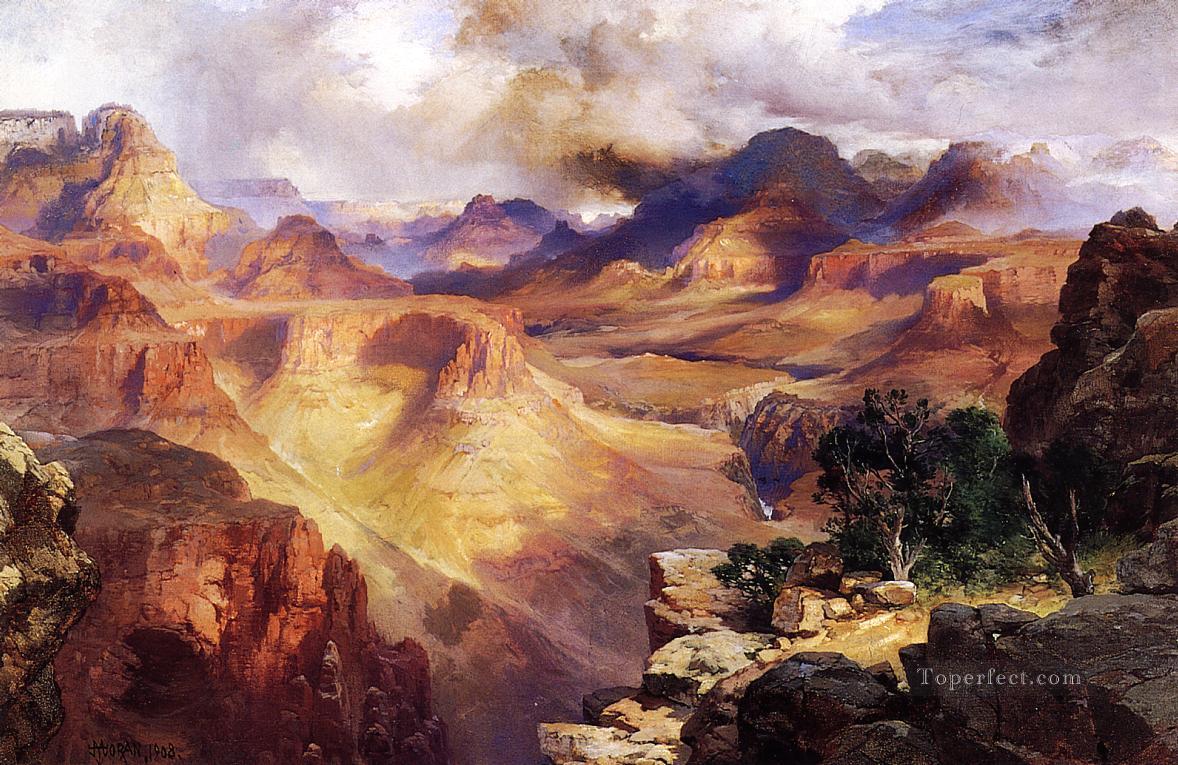 グランドキャニオン3の風景 トーマス・モラン山脈油絵